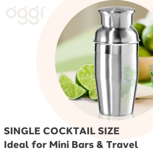 OGGI Mini Cocktail Shaker 10oz - Stainless Steel - Ideal Single Serve Martini Shaker, Great Small Size Suitable for Mini B...