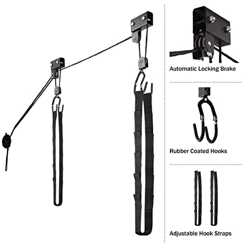 RAD Sportz Kayak Storage Hoists - Overhead Pulley Hoist Systems with 125lb Capacity Each for Canoes, Bikes, Ladders, and More