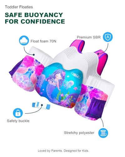 AEOCOO Puddle Float Jumper 20-30-50-60-70 Pounds, Toddler Swim Vest for 1-3-5-6-9 Years Old, Pool Floats with Swimming Arm...