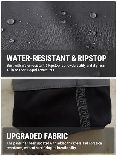 FLYFIREFLY Men's Tactical Cargo Pants Water Resistant Ripstop Outdoor Quick Dry Hiking Work Pants with Pockets(No Belt)