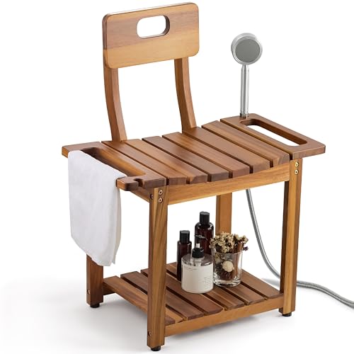 BLUEWEST 23.4'' Shower Chair with Backrest Bath Chair for Inside Shower or Tub, Heavy Duty 450 lbs Support, Non-Slip Feet,...