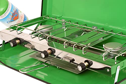 Flame King YSNBBQ-136M 3-Burner Portable Camping Stove Grill w/Toast Tray, Great for Outdoor Cooking, Backpacking, Compati...