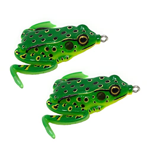 Reaction Tackle Hollow Body Frogs with Swimming Legs for Bass Fishing - Ultra Realistic Weedless Top Water Frog Lure for B...