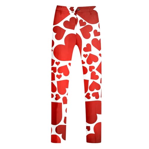 XuttHJH Mens Heart Suit Valentines Day Slim Fit Printed Blazer and Pants Love Costume 2 Piece Outfit for Party and Wedding