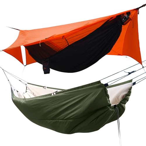 11Ft All-in-one Hammock Tent with Underquilt, Warm Insulation Ultralight 4 Season Under Quilt for Hammocks, Portable for H...