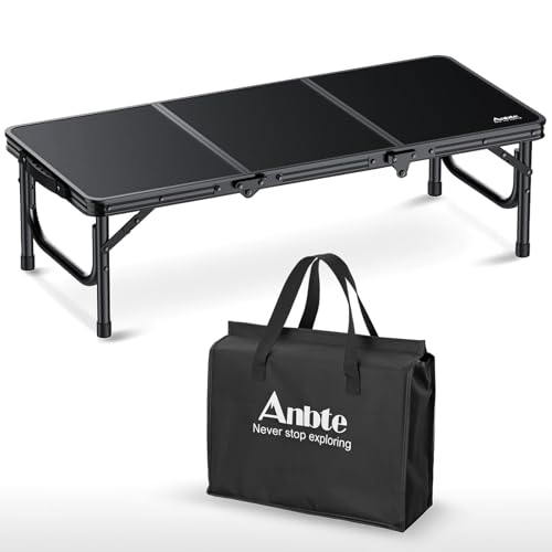 Anbte 3ft Low Folding Picnic Table, Thicker Aluminum Small Camping Table with Storage Bag, Portable Handle, Lightweight, f...