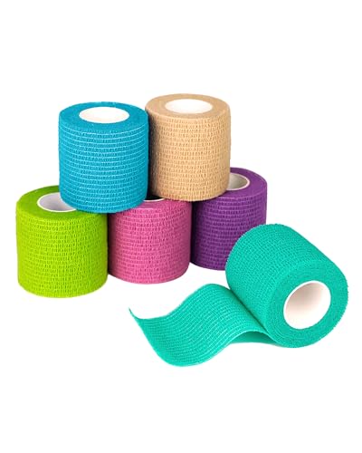 FriCARE Self Adhesive Bandage Wrap, Medical Tape in First Aid Kit, Cohesive Bandages for Wounds Sport Vet, 2 Inches X 5 Ya...