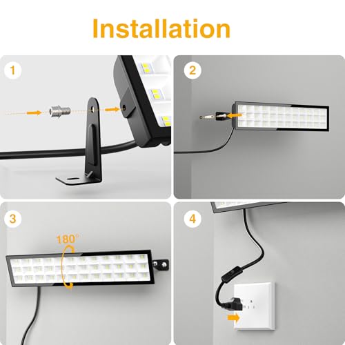 Onforu LED Shop Lights,100W 14000lm Ultra Bright LED Work Lights with Plug,6500K Daylight White Garage Light,IP66 Waterpro...