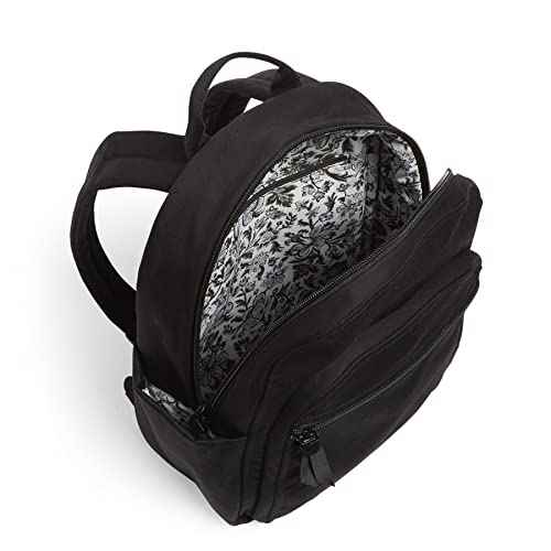 Vera Bradley Women's Cotton Small Backpack, Classic Black, One Size