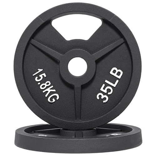 Fitvids 2-Inch Olympic and 1-Inch Standard Cast Iron Weight Plate for Strength Training & Weightlifting, Multiple Weights Available