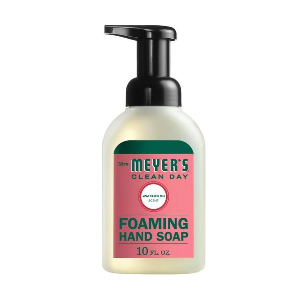 MRS. MEYER'S CLEAN DAY Foaming Hand Soap 4 Scent Variety Pack, 1 Rain Water, 1 Lavender, 1 Lemon Verbena, 1 Watermelon, 10 OZ Ea