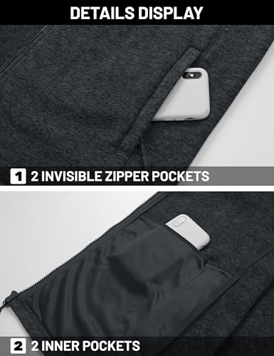 TACVASEN Men's Fleece Jackets Full Zip Lightweight Jacket Casual Soft Warm Coats with Pockets