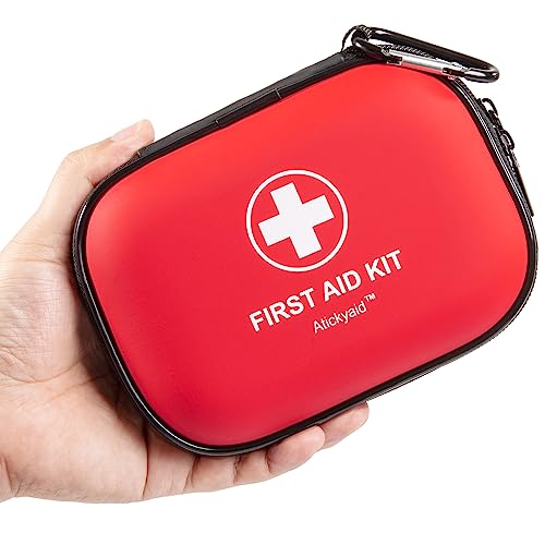Mini First Aid Kit - 120 Piece Small Waterproof Hard Shell Medical Kit for Car, Home, Office, Travel, Camping, Sports, Out...