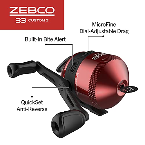Zebco 33 Custom-Z Spincast Reel and 2-Piece Fishing Rod Combo, 6-Foot Fiberglass Rod with Split-Grip EVA Handle, Quickset ...
