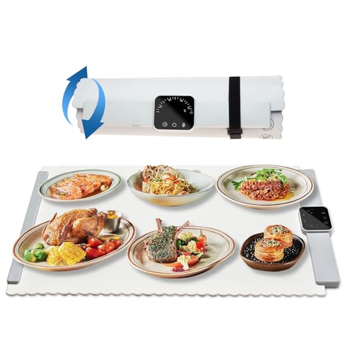 Electric Warming Tray with 5 Adjustable Temperature Control, Foldable and Portable Food Warmer for Parties, Holidays, Ente...