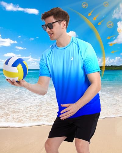 Roadbox Men's Swim Shirts Short Sleeve, UPF 50+ UV Sun Protection SPF Rash Guard, Quick Dry Surf Water Beach Fishing T Shirt