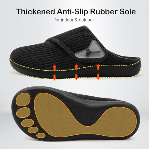 Spesoul Wide Womens Slippers Adjustable Diabetic Shoes Fuzzy Rubber Soles House Shoes Indoor Outdoor Slippers for Home Bed...