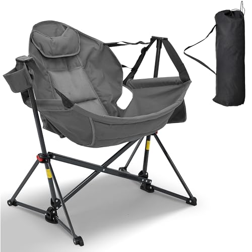 Ainfox Hammock Camping Chair, Foldable Portable Rocking Chairs for Adults Outside Swinging Camp with Cup Holder Pillow for...