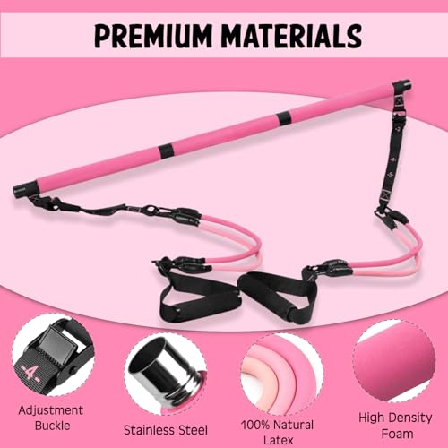 Pilates Bar Kit with Resistance Bands, Multifunctional youga bar for Women & Men – Portable Pilates Workout Equipment for ...