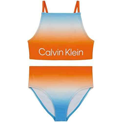 Calvin Klein Girls' One-Piece and Two-Piece Bikini Swimsuits with UPF 50+ Sun Protection, Quick Drying Bathing Suit