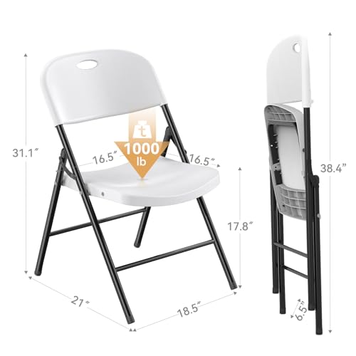Nazhura 350 Weight Limit Heavy Duty Plastic Folding Chair with Reinfoced Steel Frame for Indoor and Outdoor, Wedding, Part...