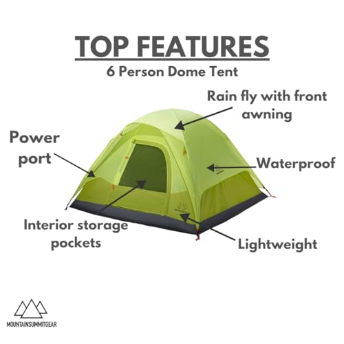 Mountain Summit Gear Campside Dome Tent, 3/4/6-Person Camping Tent, Camping Gear for The Outdoors, Backpacking Tents for C...