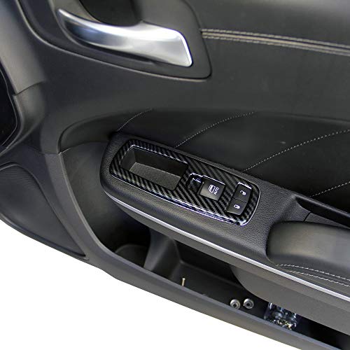 Carbon Fiber Window Lift Trim Switch Panel Cover Trim for Dodge Charger 2011+/ Chrysler 300 2015-2021 Black