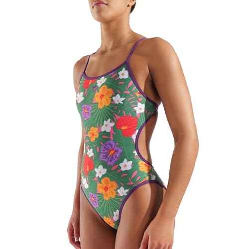 Arena Women's Performance Allover Reversible Challenge Back Swimsuit Pool Bathing Suit