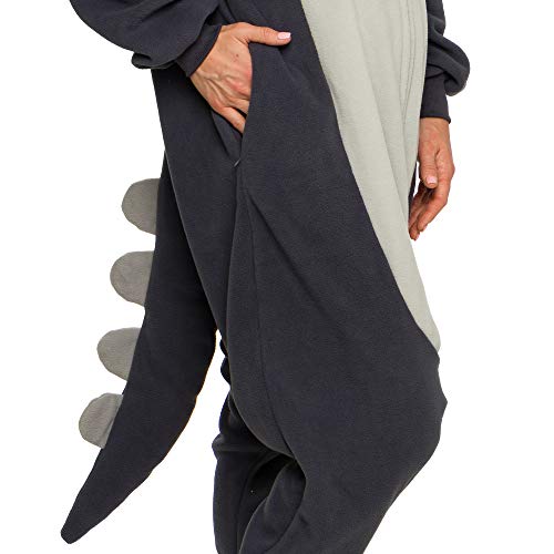 Funziez! Adult Onesie Halloween Costume Animal Dinosaur Shark Unisex Plush One Piece Cosplay Suit for Adults, Men and Women