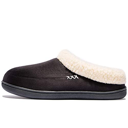 NewDenBer Women's Cozy Memory Foam Slippers Suede Fuzzy Plush Fleece Lined Slip On Indoor Outdoor House Shoes