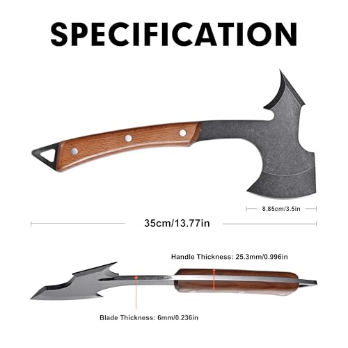 ToughEdge Tomahawk Axe Hatchet with Leather Sheath & Gift Box - Multi Functional Camping & Survival Outdoor Tool Gadgets