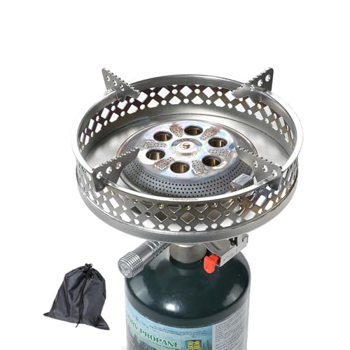 CAMPINGMOON Portable Propane Camping Canister Top Stove with Burner Grate Pot Stand PG-4/PG-4ST (Gas fuel not included)