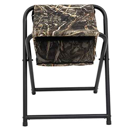 Browning SteadyReady Hunting Chair - Compact and Foldable Steel Frame Stool with Exra-Wide Angled Anti-Slip Seat and Realtree Max-7 Camo Pattern