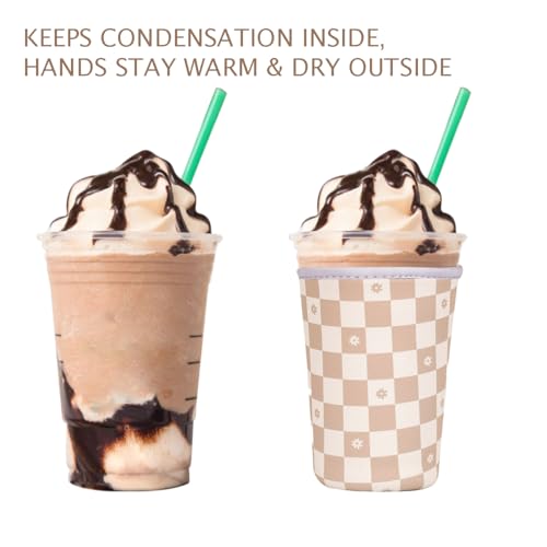 Reusable Insulated Neoprene Iced Coffee Cup Sleeve, Durable Drink Sleeve for Cold Beverages, Beverage Holder for Iced Coff...
