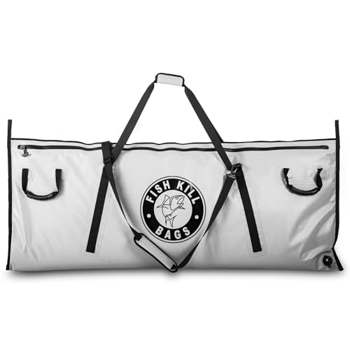 Fish Kill Bags Flat PVC Tarpaulin Insulated Fish Cooler Kill Bag for Fishing with Easy Grip and Carry Handles, 3 Sizes