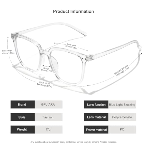 GFUIARA Blue Light Blocking Glasses for Women Men,Fashion Square Blue Blockers Glasses,Computer/TV/Phones/Gaming Glasses