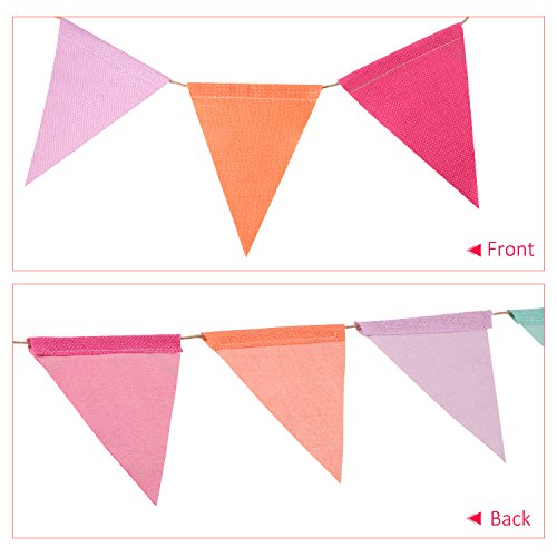 Hestya 24 Pieces 15.7 Feet Colorful Pennant Flags Banner Imitated Burlap Bunting Banner Pastel Fabric Triangle Flag for Cl...