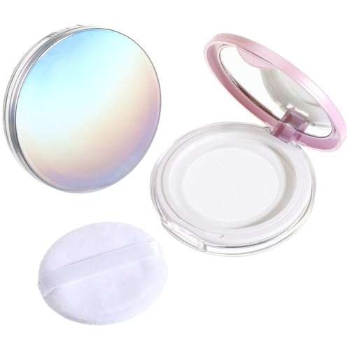 2 PCS Loose Powder Containers with Puff, 0.18oz Travel Powder Container Reusable Empty Makeup Containers Compact Mini Powd...