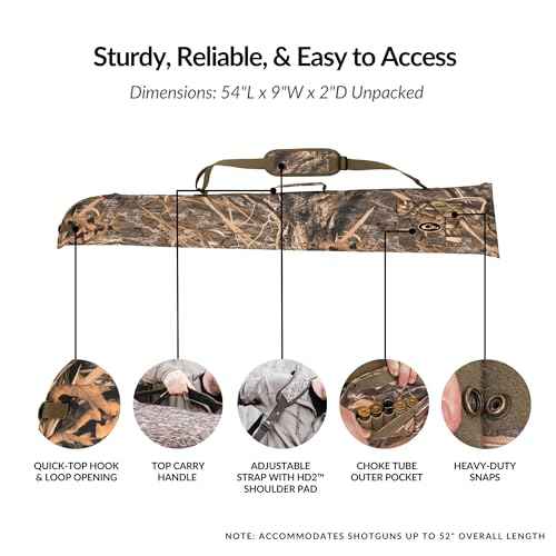 Drake Waterfowl¢ç Side-Opening Soft Gun Case - Water Resistant, Adjustable Strap, Choke Tube Pocket - Tactical Shotgun Case
