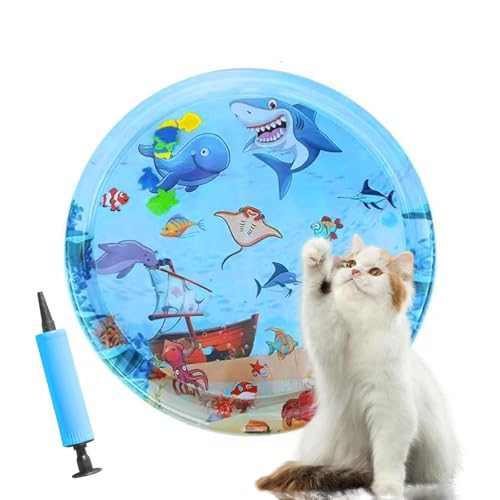 Gkiozu Cat Water Mat for Indoor Cats, 2025 Upgraded 0.6mm Thicken Scratch-Resistant Interactive Sensory Play Mat with Floa...