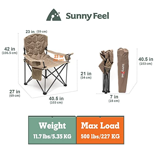SUNNYFEEL XXL Oversized Camping Chair Heavy Duty 500 LBS for Big Tall People Above 6'4 Padded Portable Folding Sports Lawn...