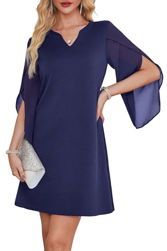 RUMIA Cocktail Dresses for Women Chiffon Sleeve Wedding Guest Dress (XS-3XL)