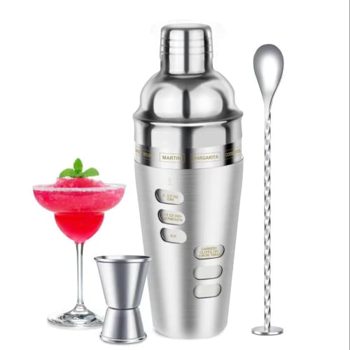 Cocktail Shaker Martini Shaker Set with Recipe, 24 oz Martini Shaker Drink Shaker Drink Mixer Stainless Steel Cocktail Sha...