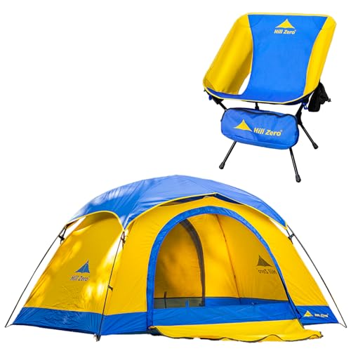 HillZero Tulip 4 Seasons Waterproof Tent, Nimbus Ultralight Camping Chair Folding Backpacking Chair