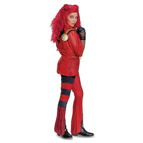 Disguise Girls Descendants Red Deluxe Costume, Official Disney Descendants the Rise of Red Costume Jumpsuit, Wig Not Included