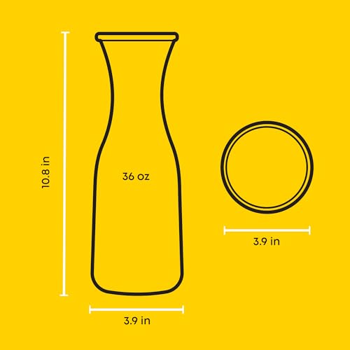 JoyJolt Glass Carafe with Lid, Set of 3 – 1 Liter Glass Pitcher for Mimosa Bar, Water, Iced Tea, Juice, Wine, Lemonade, Mi...