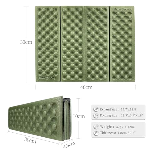 AceCamp 3940 Portable Lightweight Mini Waterproof Folding Mat, Foam Sitting Pad for Outdoor Activities, Foldable Kneeling ...