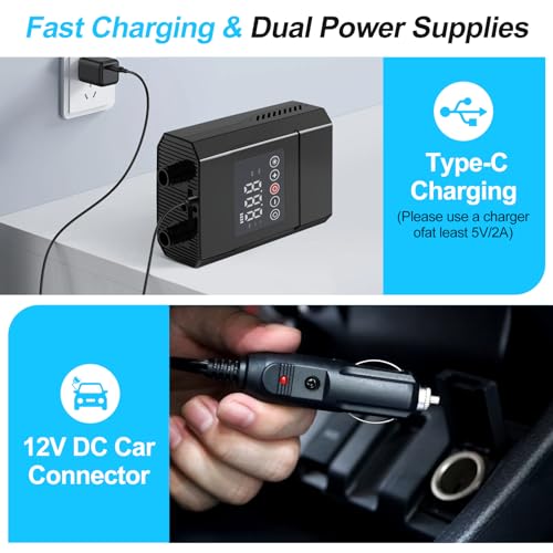 Electric Paddle Board Pump, 20PSI Rechargeable Sup Pump with Storage Bag, Intelligent Dual Stage Inflation & Deflation, Au...