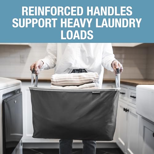 CleverMade Collapsible Laundry Basket Hamper - Shadow Stone Gray 2-Pack 60L - Space Saving Storage Organizer with Handles ...