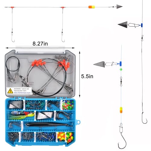 Surf Fishing Tackle Kit Ocean Saltwater Fishing Lures Surf Fishing Gear Fish Finder Rigs Pompano Rig Pyramid Sinker Weight...